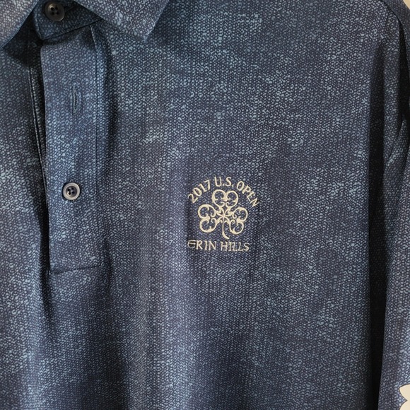 Under Armour Mens XL Golf Polo Shirt 2017 US Open Erin Hills Heatgear Blue - Picture 3 of 5